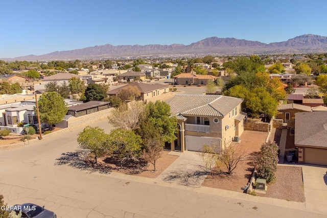 drone / aerial view with a mountain view