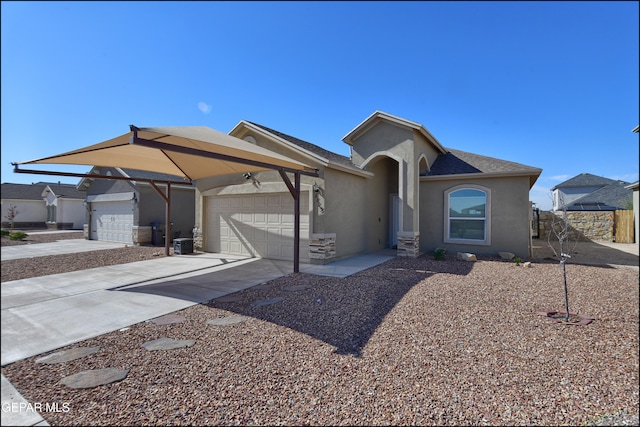 ranch-style house featuring a garage