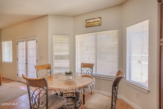 view of tiled dining area