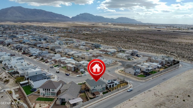 aerial view with a mountain view