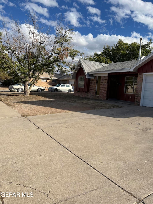 exterior space with a garage