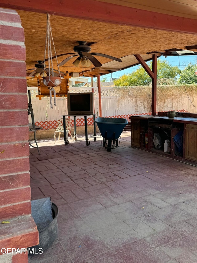 view of patio / terrace with ceiling fan