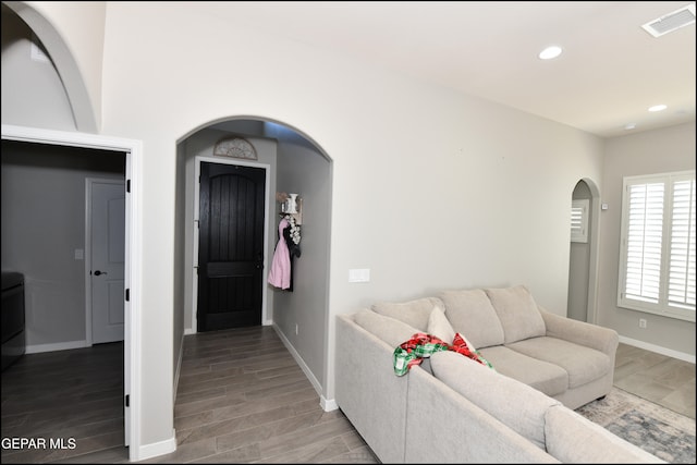 living room featuring hardwood / wood-style flooring