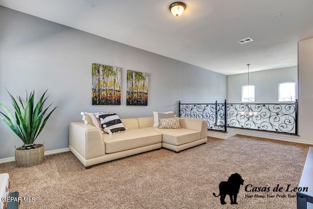 living room with carpet floors