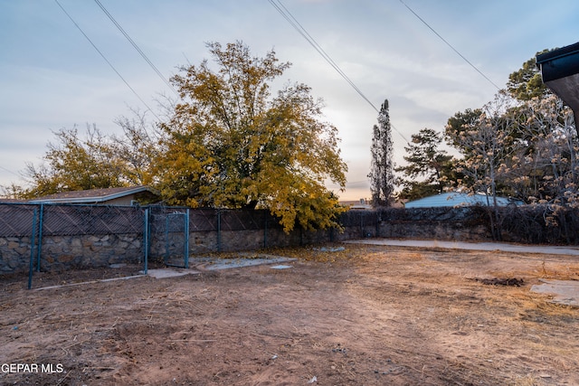 view of yard at dusk