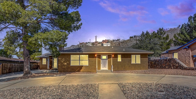 single story home with a patio