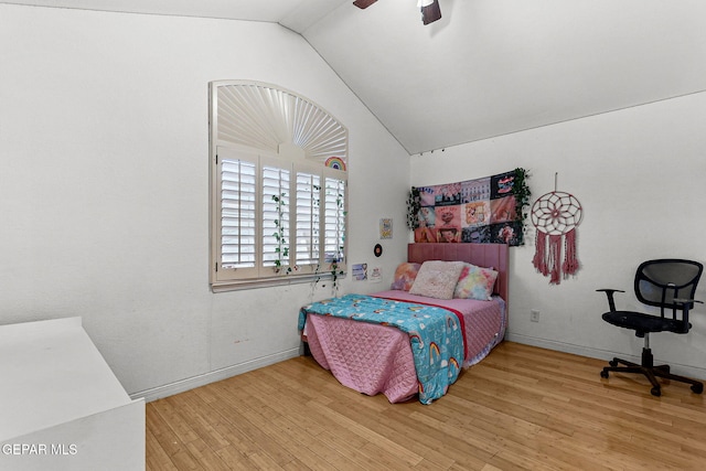 12196 Dos Rios Dr, El Paso, TX 79936 - bedroom featuring lofted ceiling, hardwood / wood-style flooring, and ceiling fan
