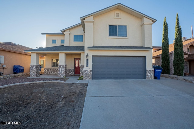 view of front of property featuring a garage