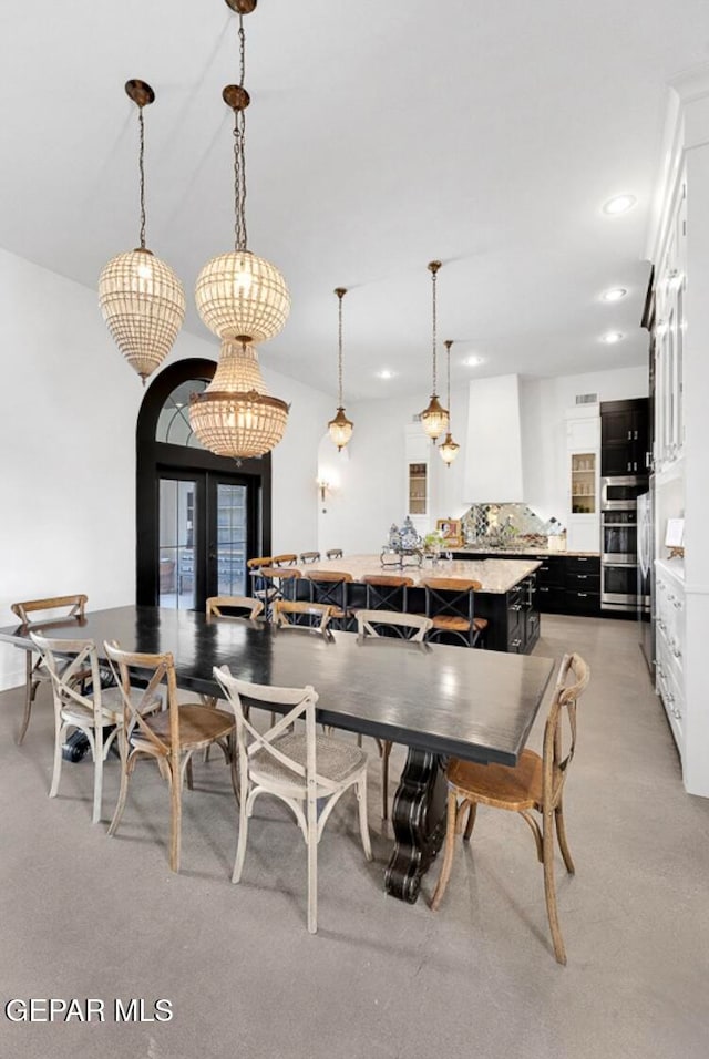 dining room featuring french doors