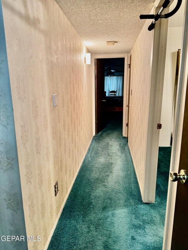 10521 Gaius Dr, El Paso, TX 79924 - hall featuring a textured ceiling and carpet floors