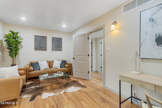 living room with light wood-type flooring