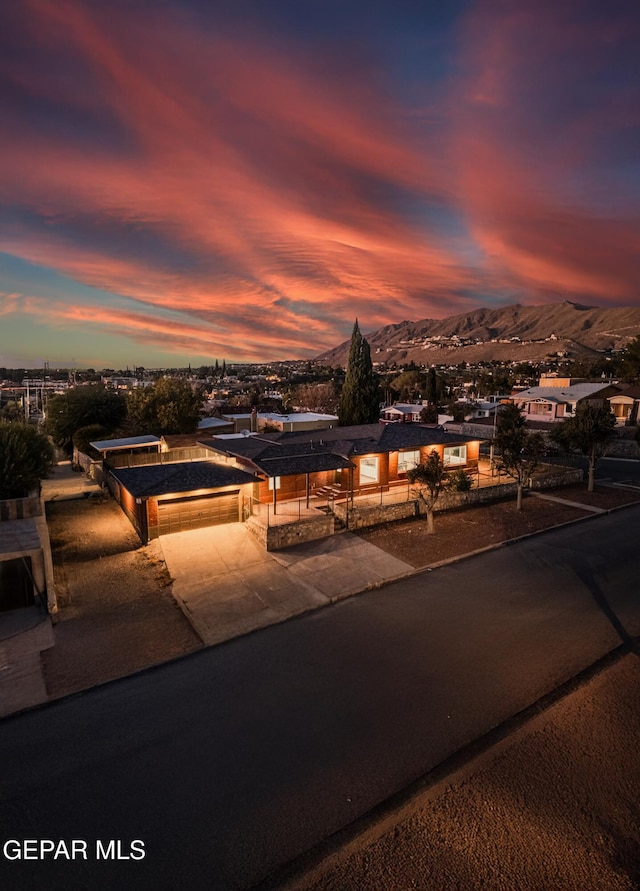 exterior space with a mountain view