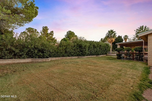 view of yard at dusk