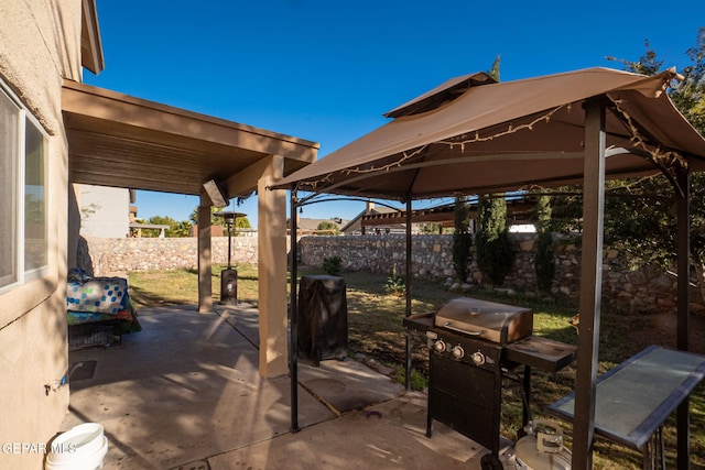 view of patio / terrace with a gazebo