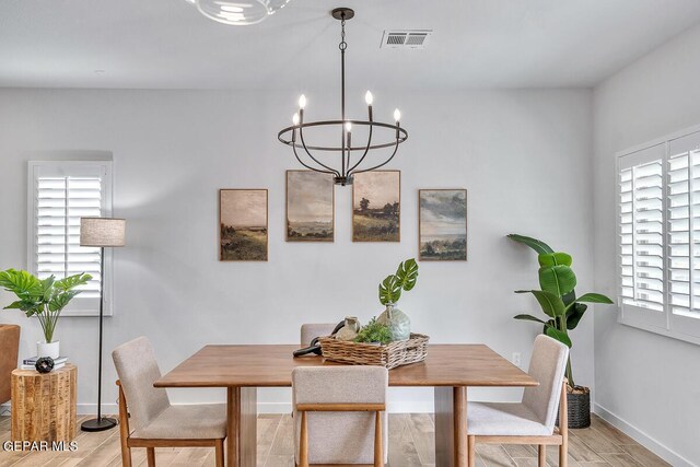 900 Stoke St, El Paso, TX 79928 - dining space featuring a chandelier, light wood-style flooring, and baseboards