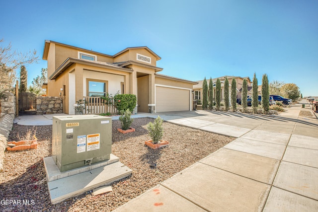 prairie-style home featuring a garage