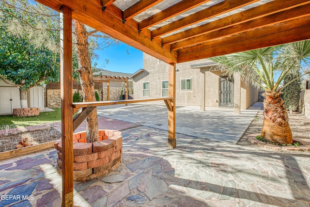 view of patio / terrace featuring a pergola