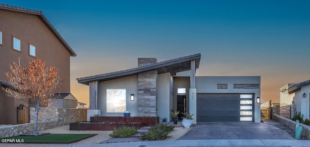 contemporary home featuring a garage