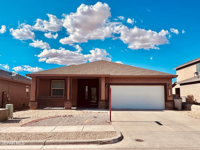 prairie-style house with a garage