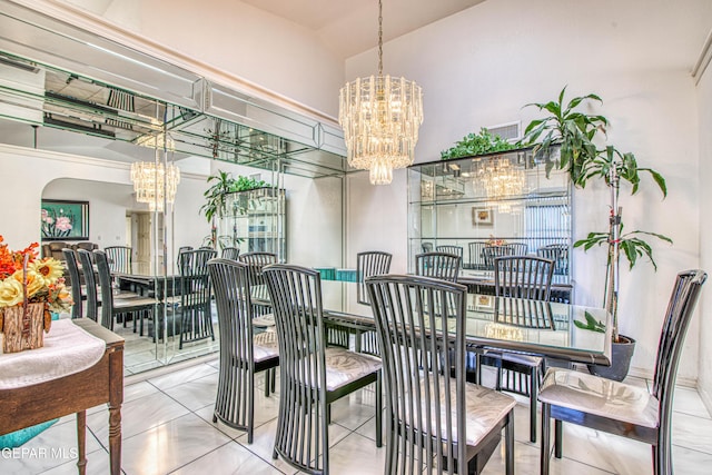 dining area with a chandelier