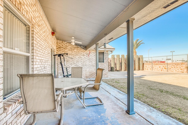 view of patio / terrace with ceiling fan