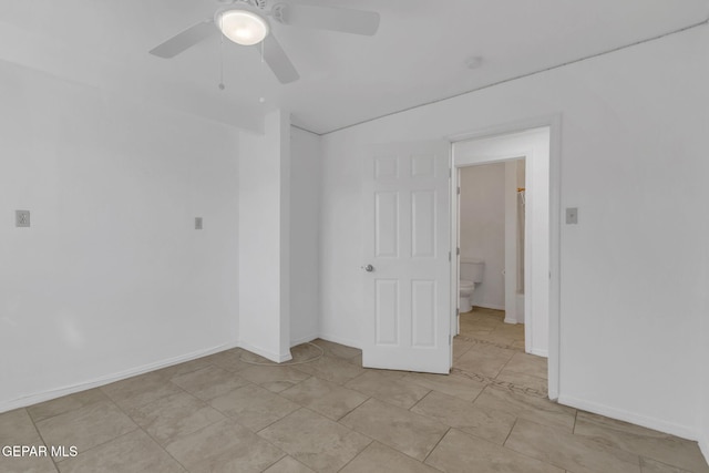 spare room featuring ceiling fan