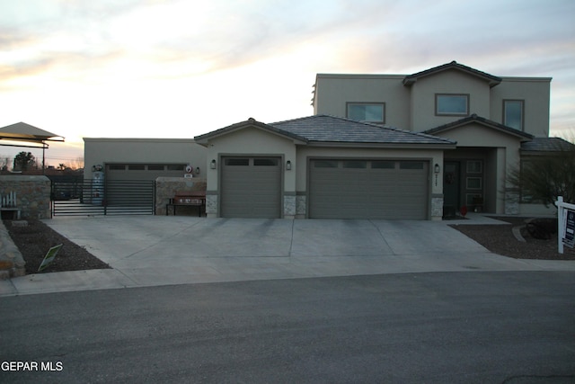 view of front of house with a garage