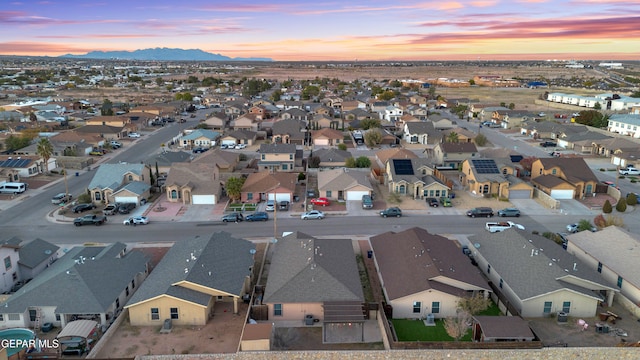 view of aerial view at dusk