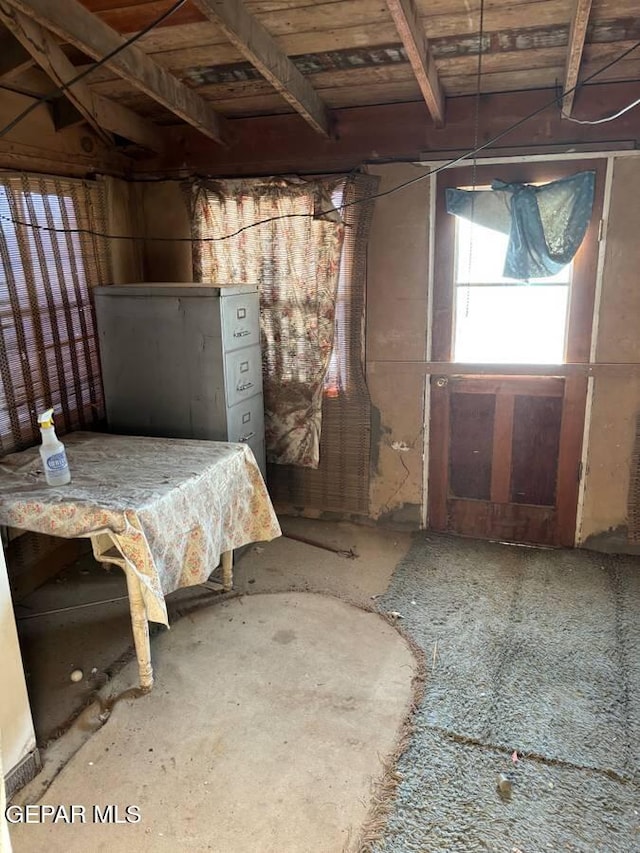 bedroom with concrete floors