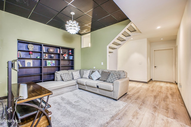 living room with light hardwood / wood-style floors