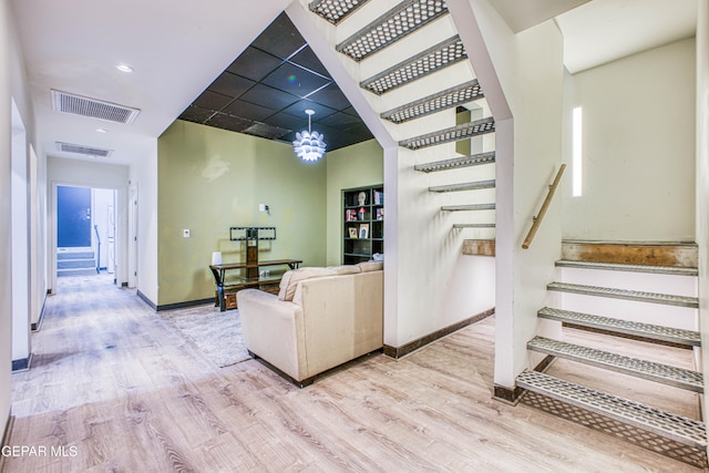 living room featuring light wood-type flooring