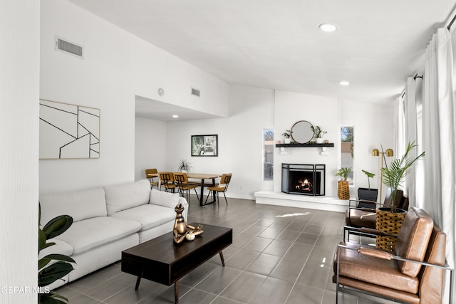 view of tiled living room