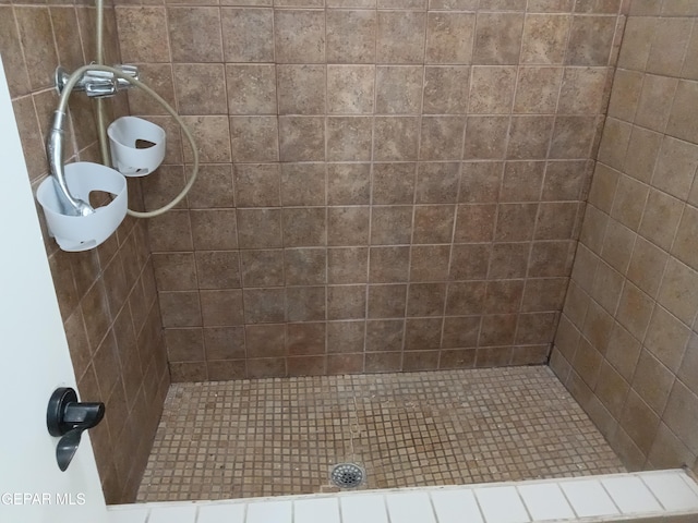 bathroom featuring a tile shower