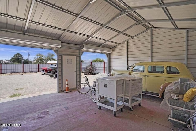 garage with wooden walls