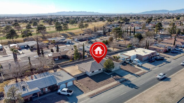 drone / aerial view with a mountain view