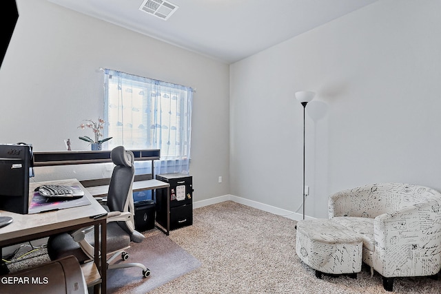 office space with carpet flooring