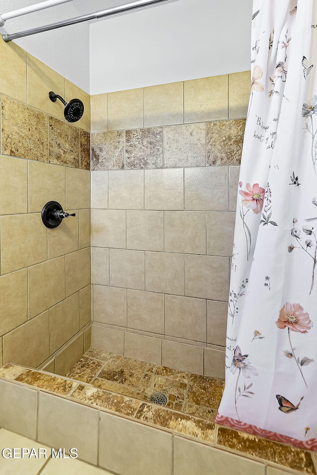 bathroom featuring a shower with shower curtain