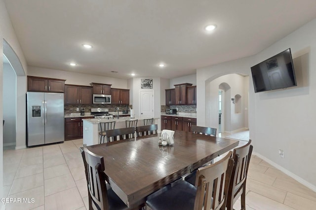 view of tiled dining space