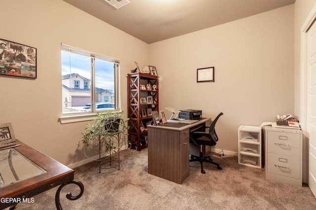 office featuring light colored carpet