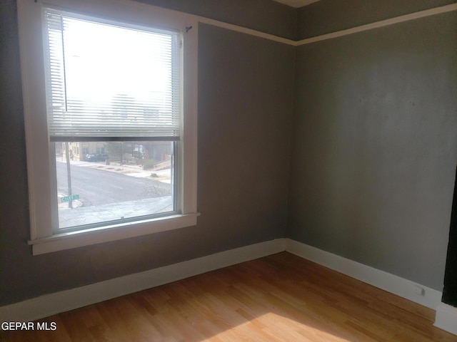 empty room with plenty of natural light and hardwood / wood-style floors