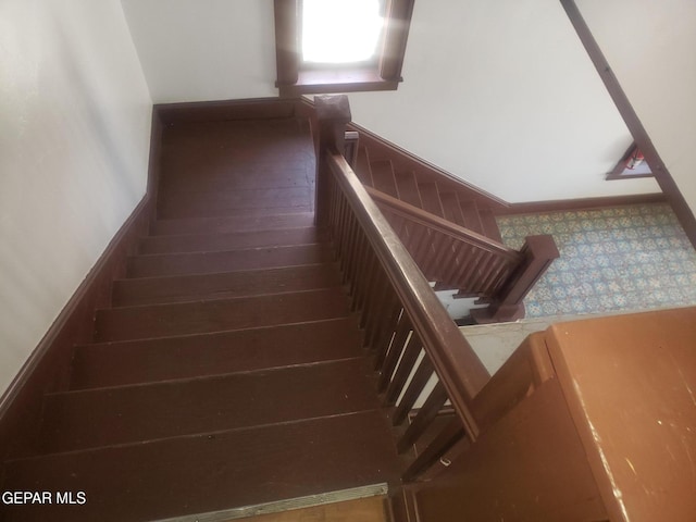 staircase with wood-type flooring