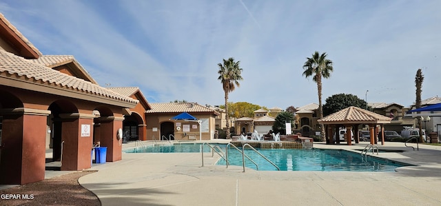 view of pool with a gazebo