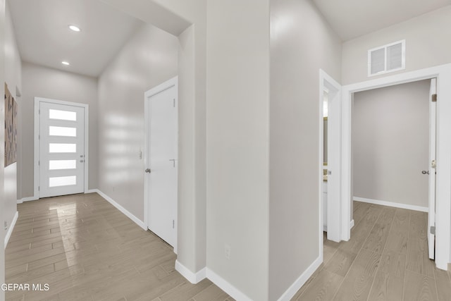 foyer entrance featuring light hardwood / wood-style floors