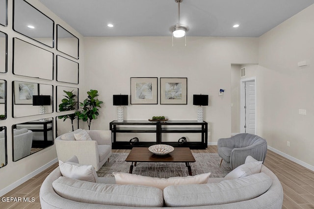 living room featuring wood-type flooring