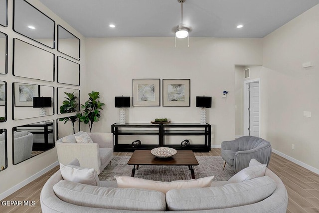 living room featuring light hardwood / wood-style flooring