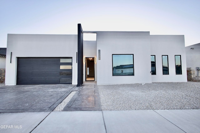 contemporary home featuring a garage