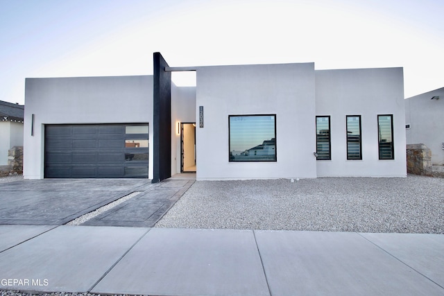 contemporary home featuring a garage