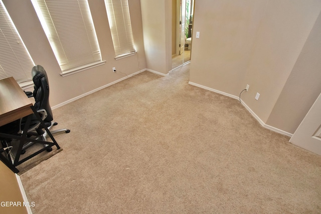 view of carpeted home office