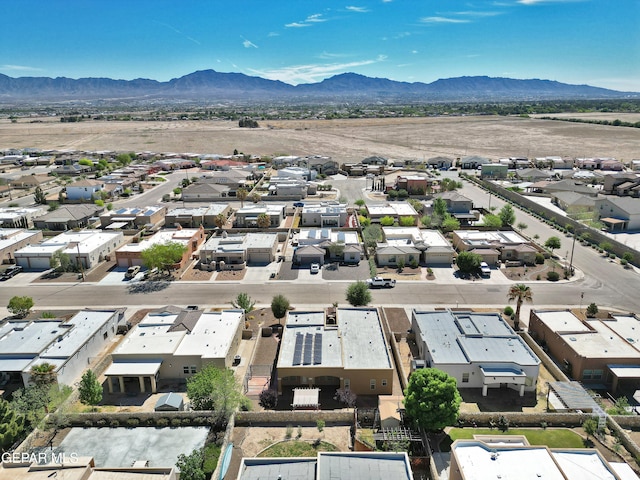 drone / aerial view featuring a mountain view