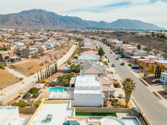 aerial view with a mountain view